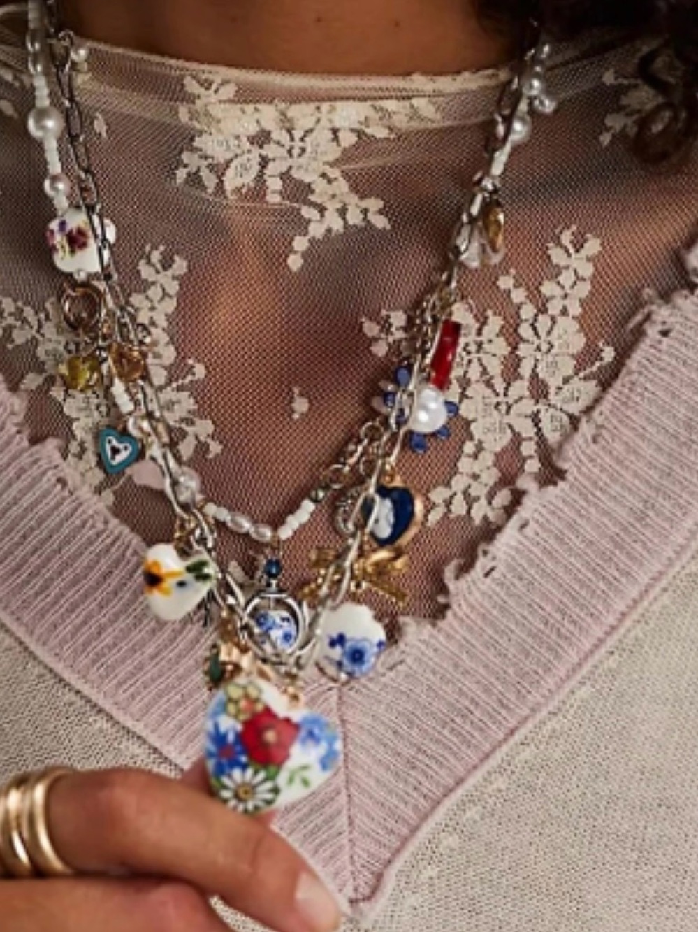 Free People Maxamillion Layered Charm Necklace Coquette